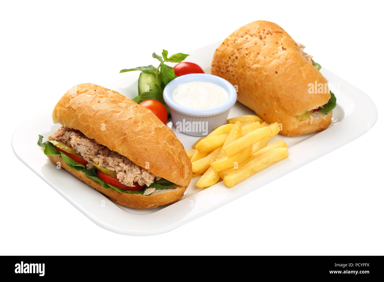 Healthy Tuna Sandwich with Lettuce and french fries Stock Photo Alamy
