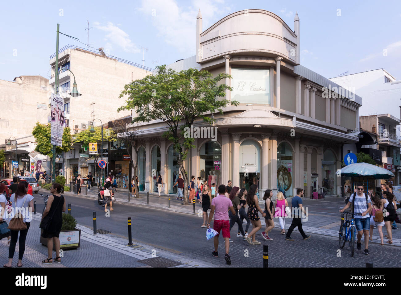 Shoppers on the popular shopping street of Rousvelt Fragklinou in