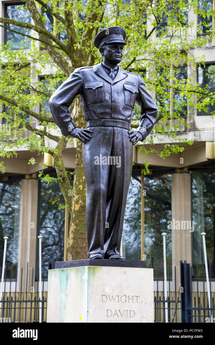 Sculpture of Dwight D. Eisenhower, American president, London, UK Stock Photo