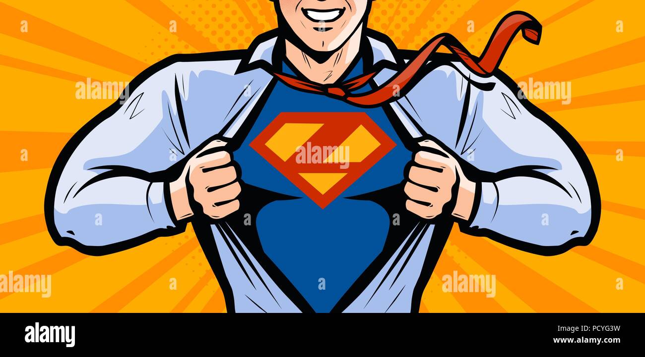 Superhero. Vector illustration in style comic pop art Stock Vector