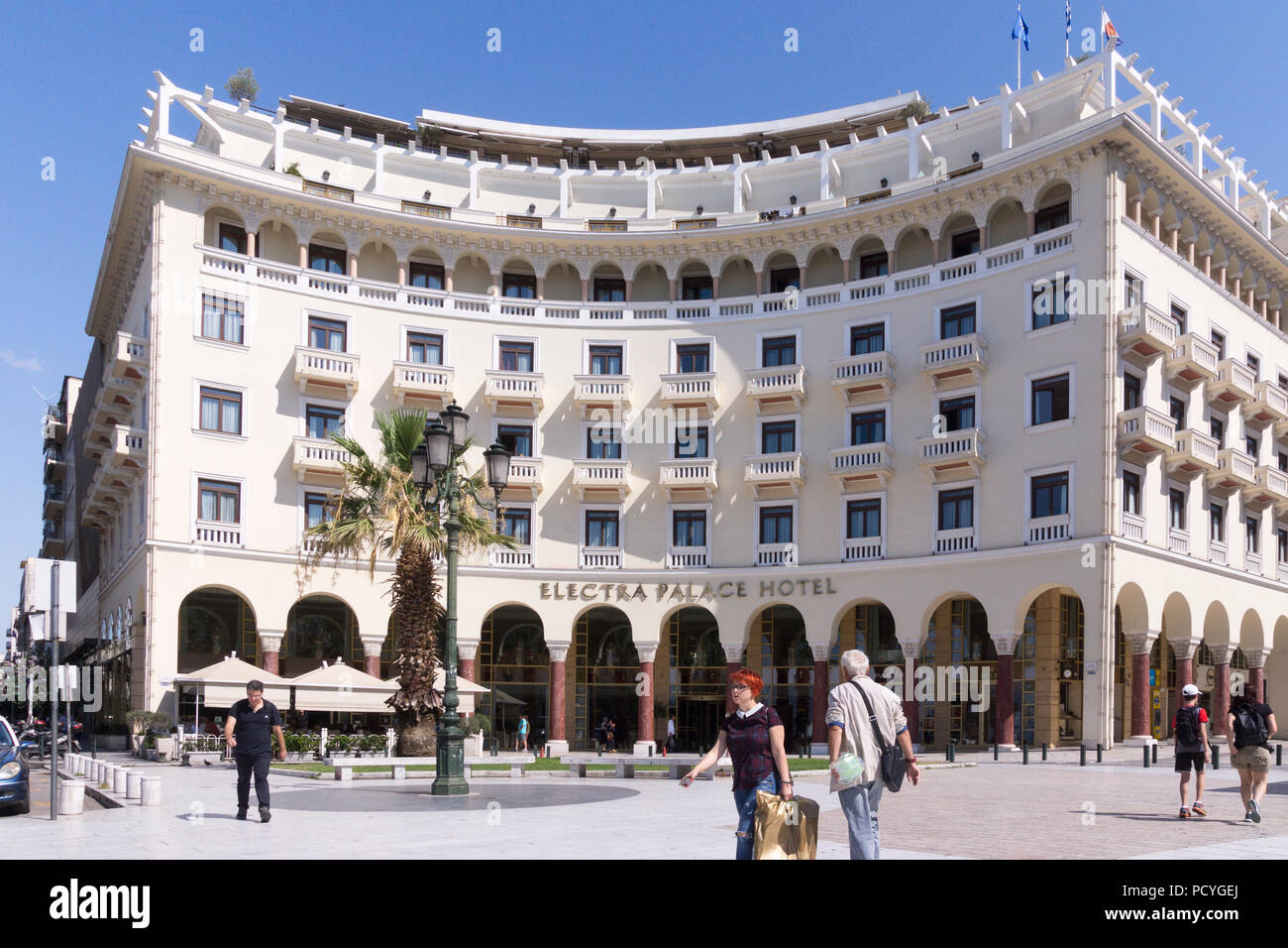 The Electra Palace Hotel - a well known landmark on Aristotelous square with classical and byzantine elements in Thessaloniki city centre, Greece Stock Photo