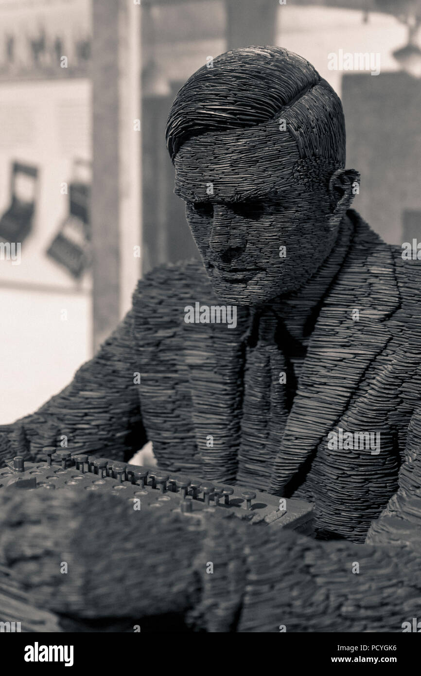 A statue of Alan Turing at Bletchley Park, the home of the now famous