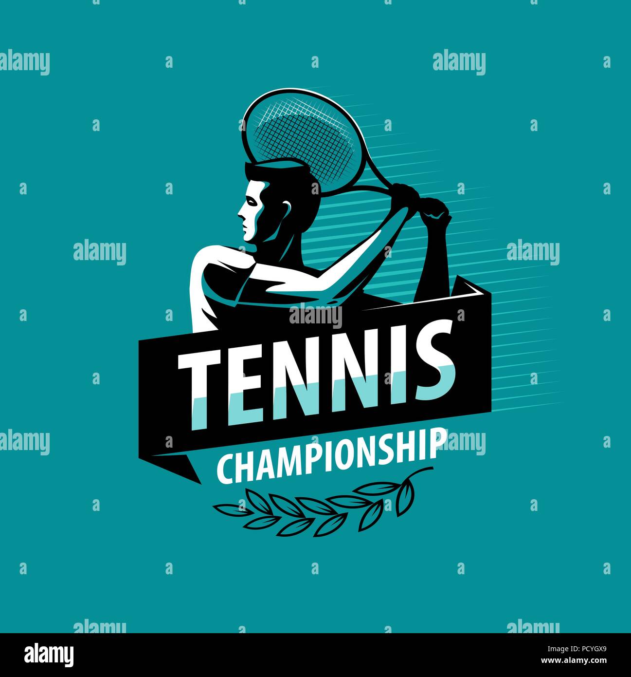 Tennis championship logo or label. Sport concept. Vector illustration Stock Vector