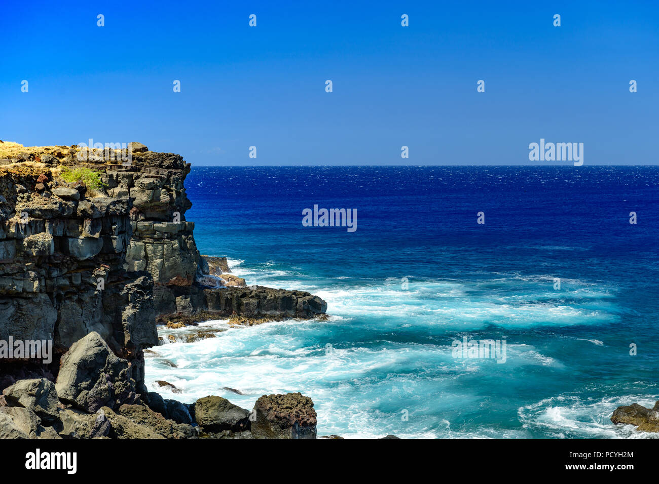 Ka Lae or South Point on the Big Island of Hawaii looking downward at
