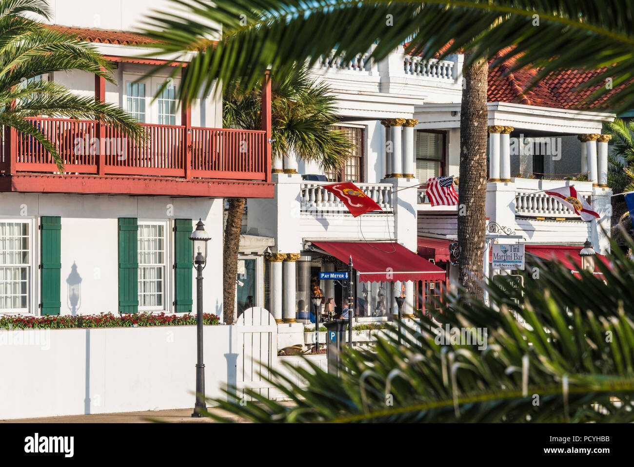 Casablanca Inn and Tini Martini Bar on the Matanzas Bay waterfront along Avenida Menendez in historic St. Augustine, Florida. (USA) Stock Photo