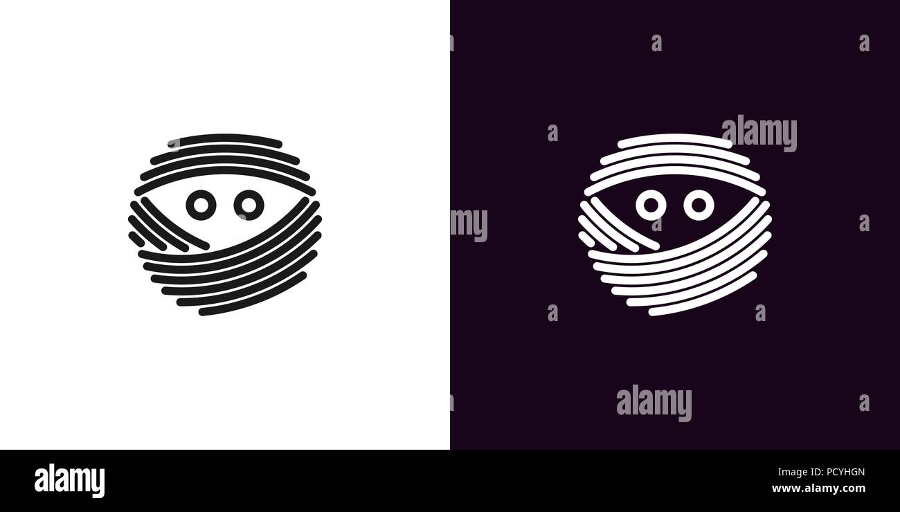 Mummy face with eyes in outline style. Vector illustration icon of bandaged  Mummy head with eyes in black and white color. Isolated graphic element fo  Stock Vector Image \u0026 Art - Alamy, image size:1300x740