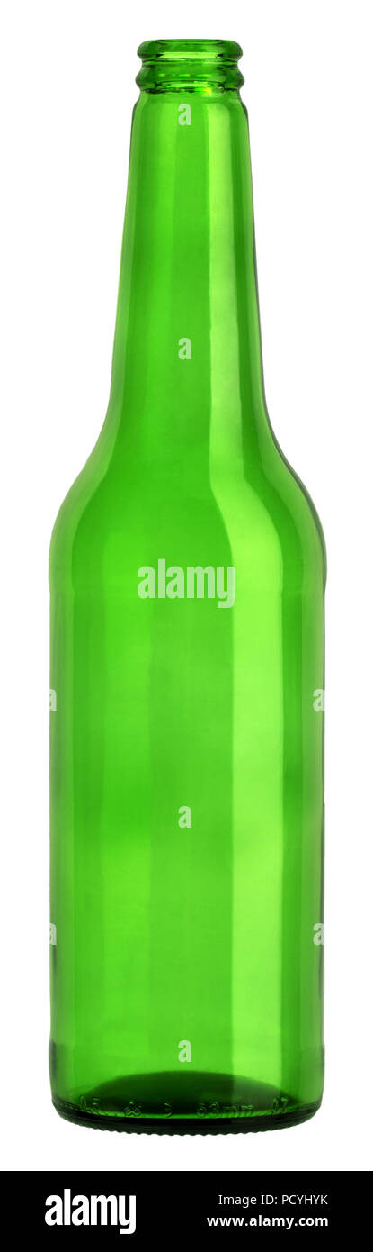 empty green bottle standing on white background Stock Photo - Alamy