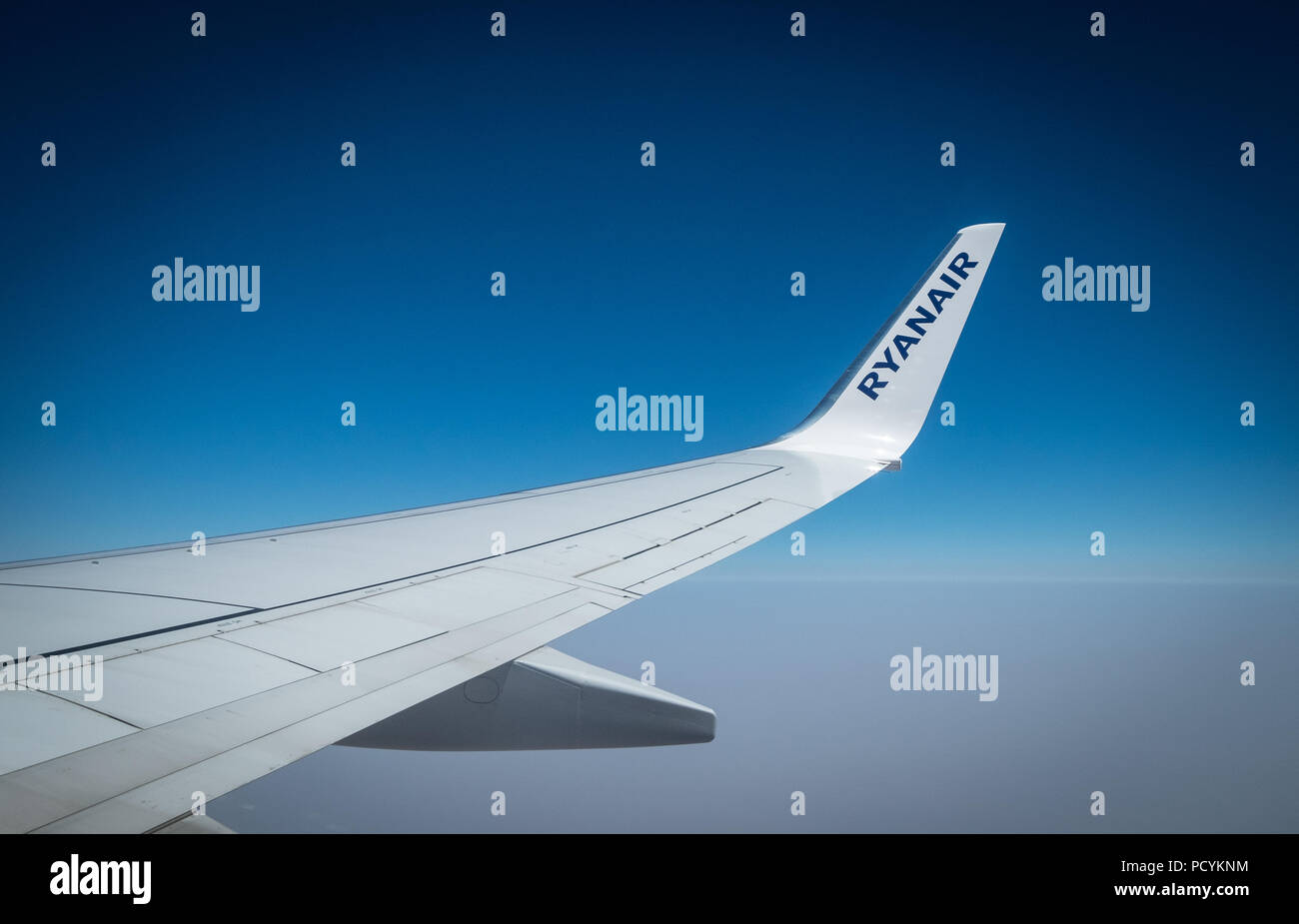 Ryanair Plane Wing Tip During A Flight Stock Photo Alamy