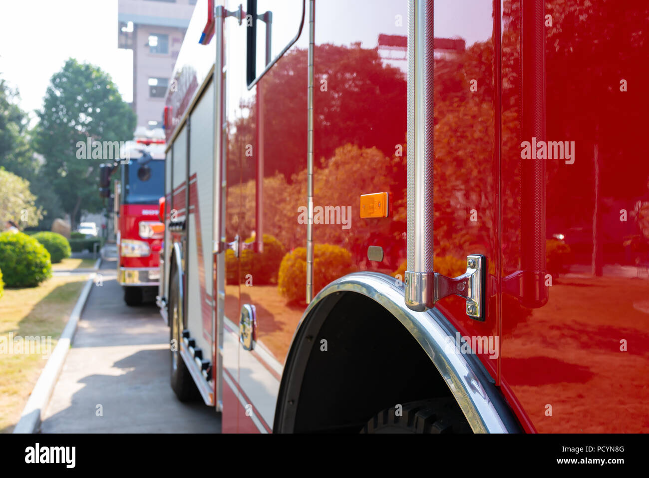 angle view side of a fire truck Stock Photo - Alamy