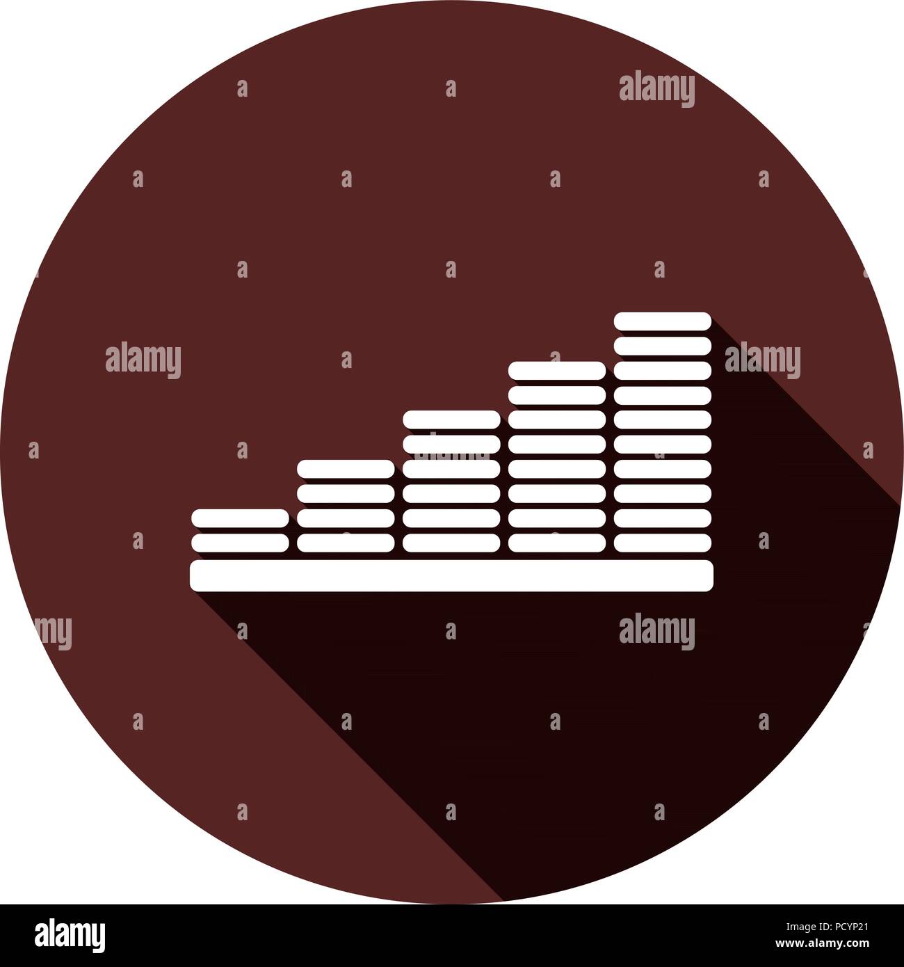 Vector. The Chart icon with a shadow on the circle is dark red Stock ...