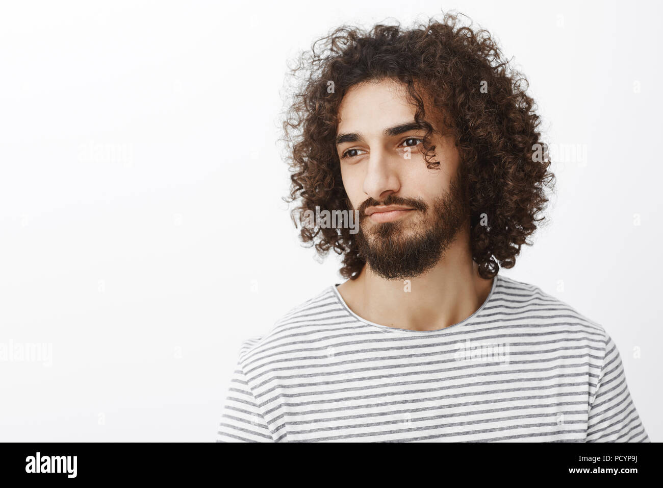 Waist Up Portrait Of Handsome Masculine Dreamy Male Designer With