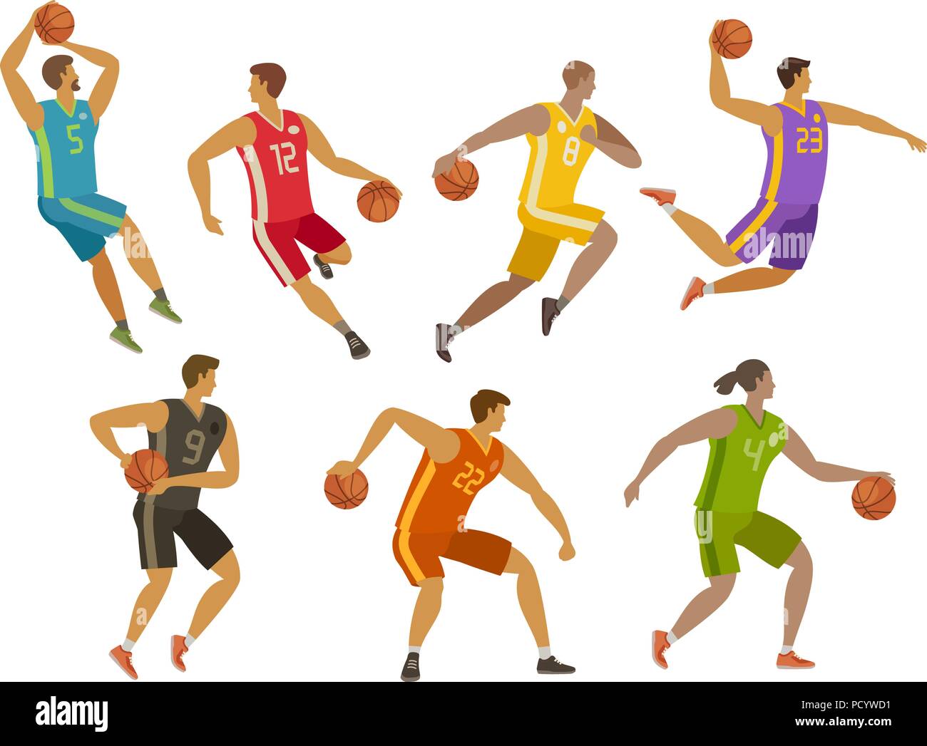 Basketball players. Sport concept. Cartoon vector illustration Stock Vector