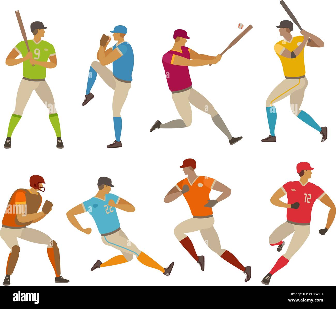 Baseball players. Sport concept. Cartoon vector illustration Stock Vector
