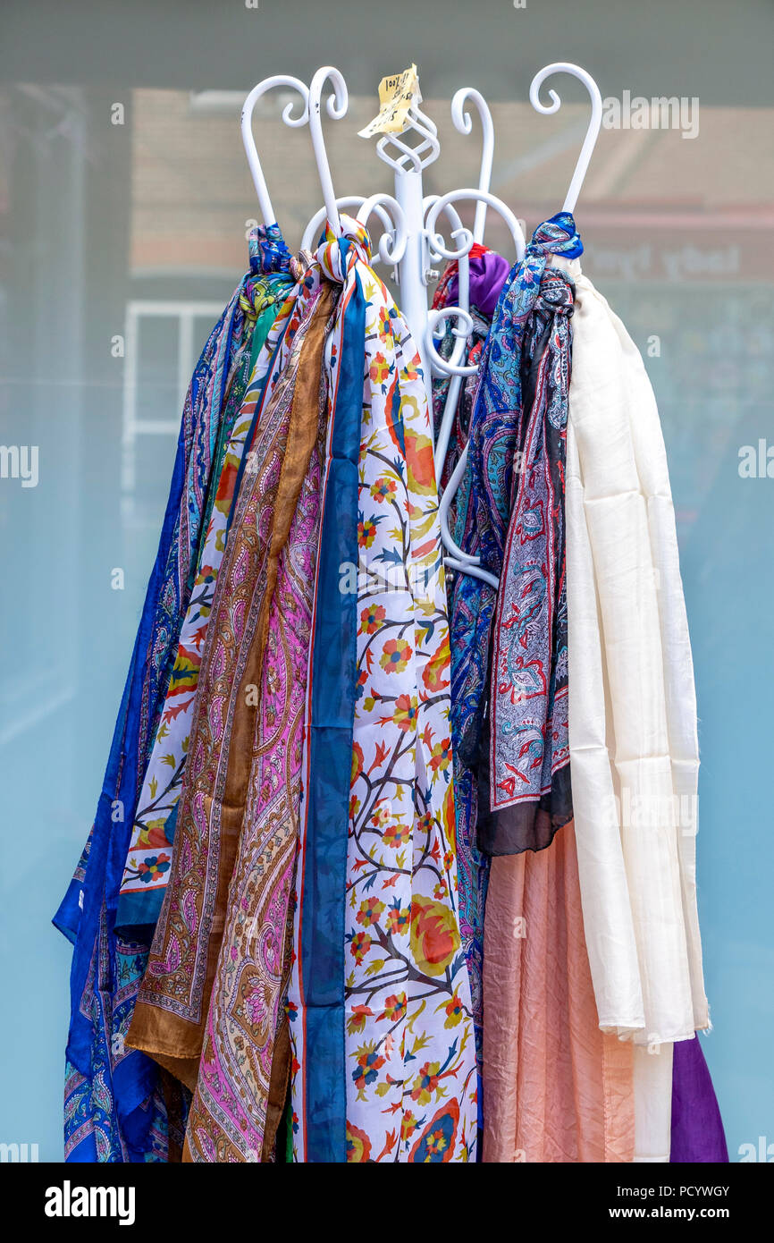 Colourful scarves for sale Stock Photo