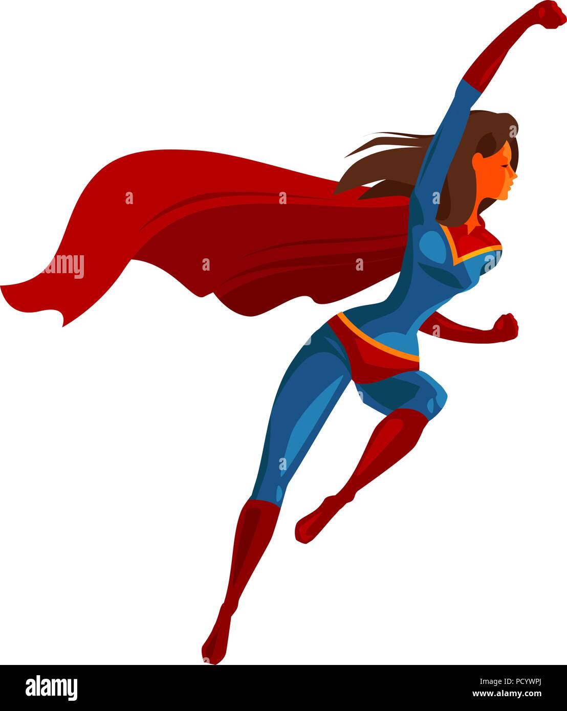 Flying superhero. Cartoon vector illustration Stock Vector