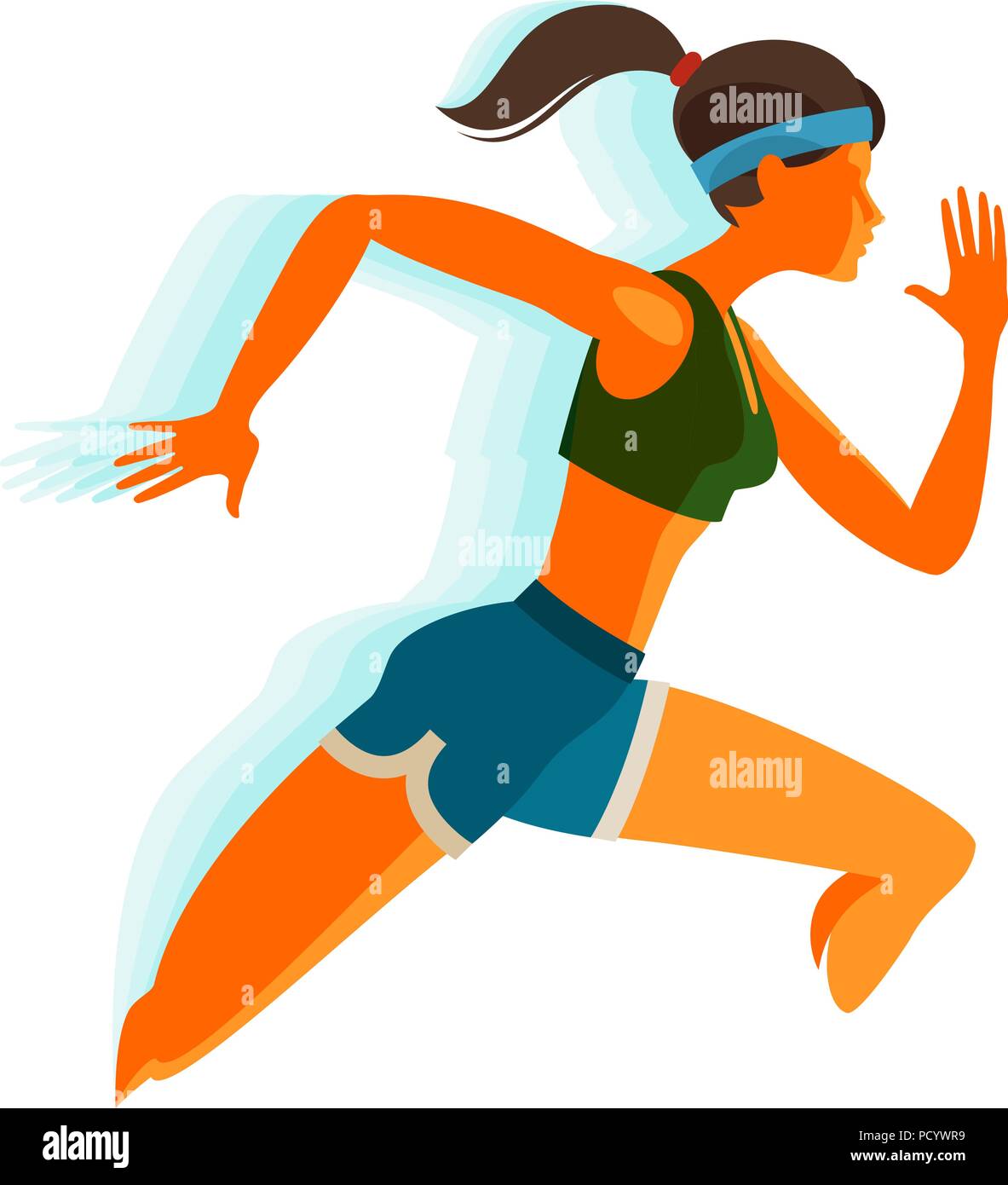 Running girl. Fitness, sport concept. Vector illustration Stock Vector