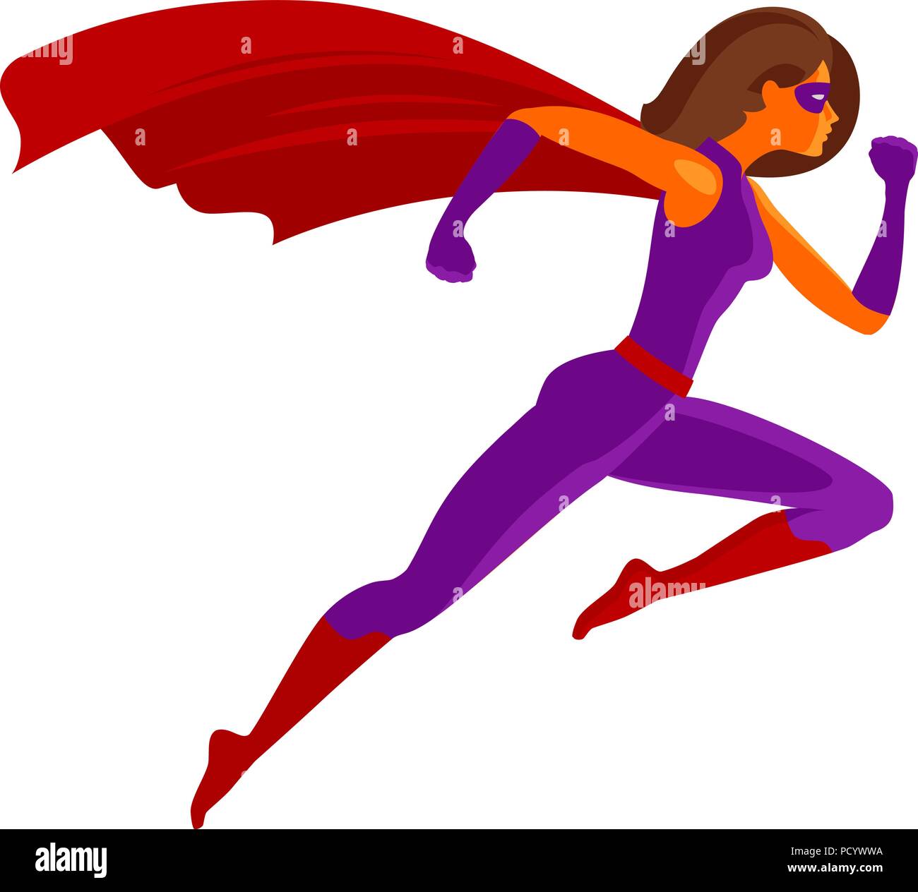 Girl super hero or Superwoman flying. Cartoon vector illustration Stock Vector