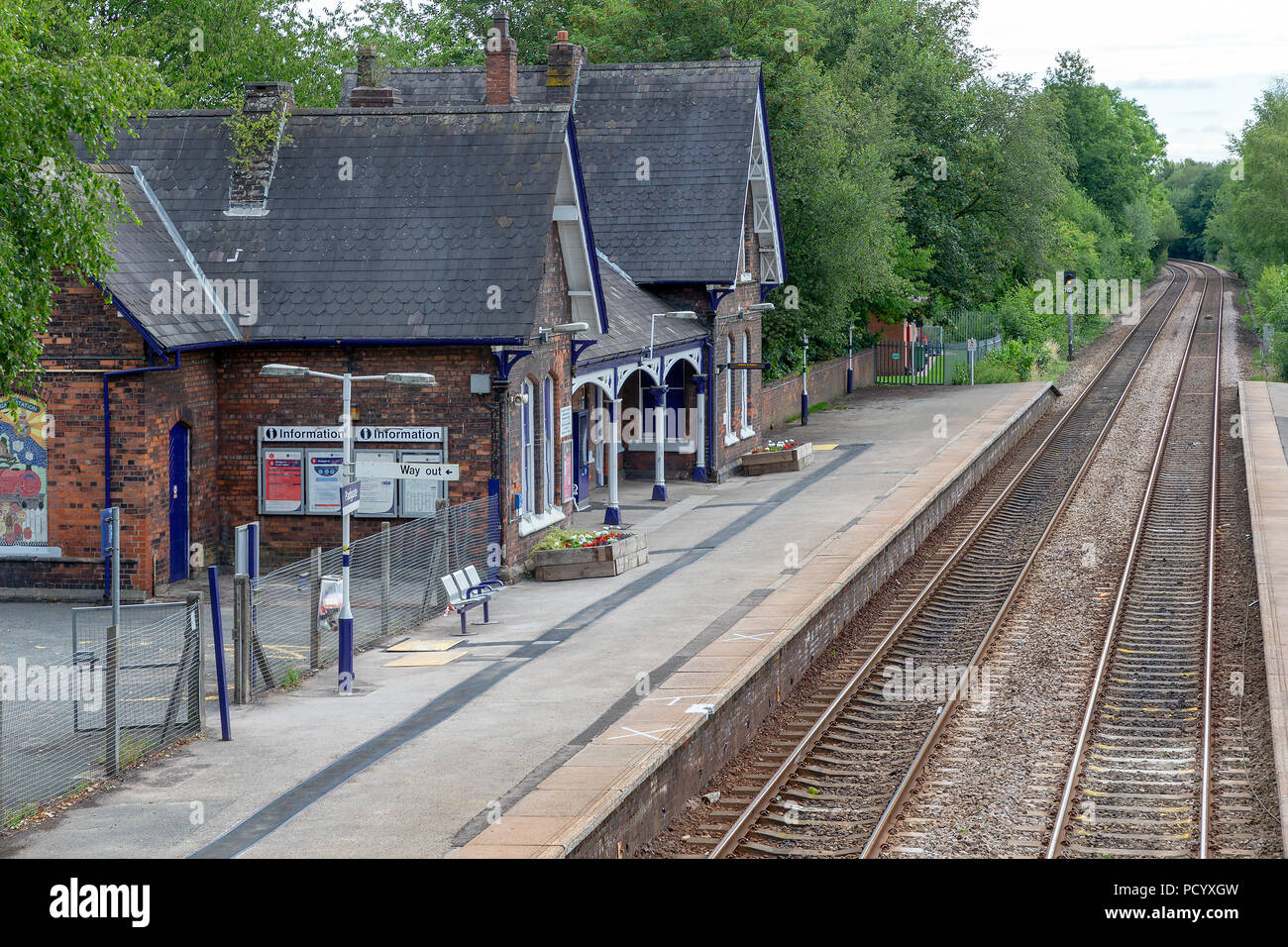View from the bridge crossing the track at the Historic Railway Station ...
