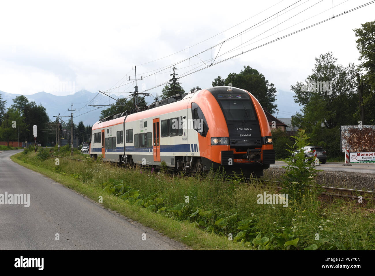 Electric train locomotive at Poronin near Zakopane Poland Stock Photo