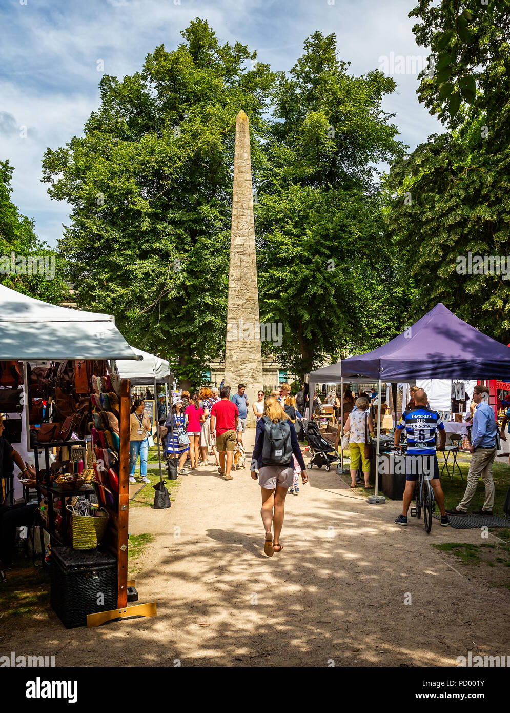 Bath artisan's market in Queen's Square, Bath, Avon on 4 August 2018