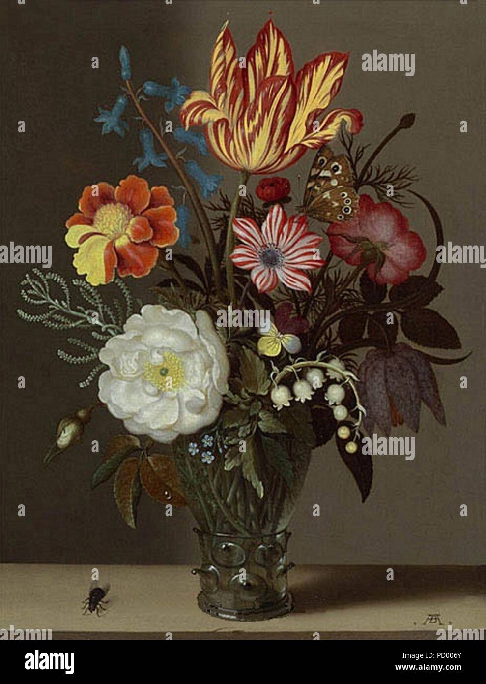 Ambrosius Bosschaert I - Flowers in a Rummer with a Tulip at the Top. Stock Photo