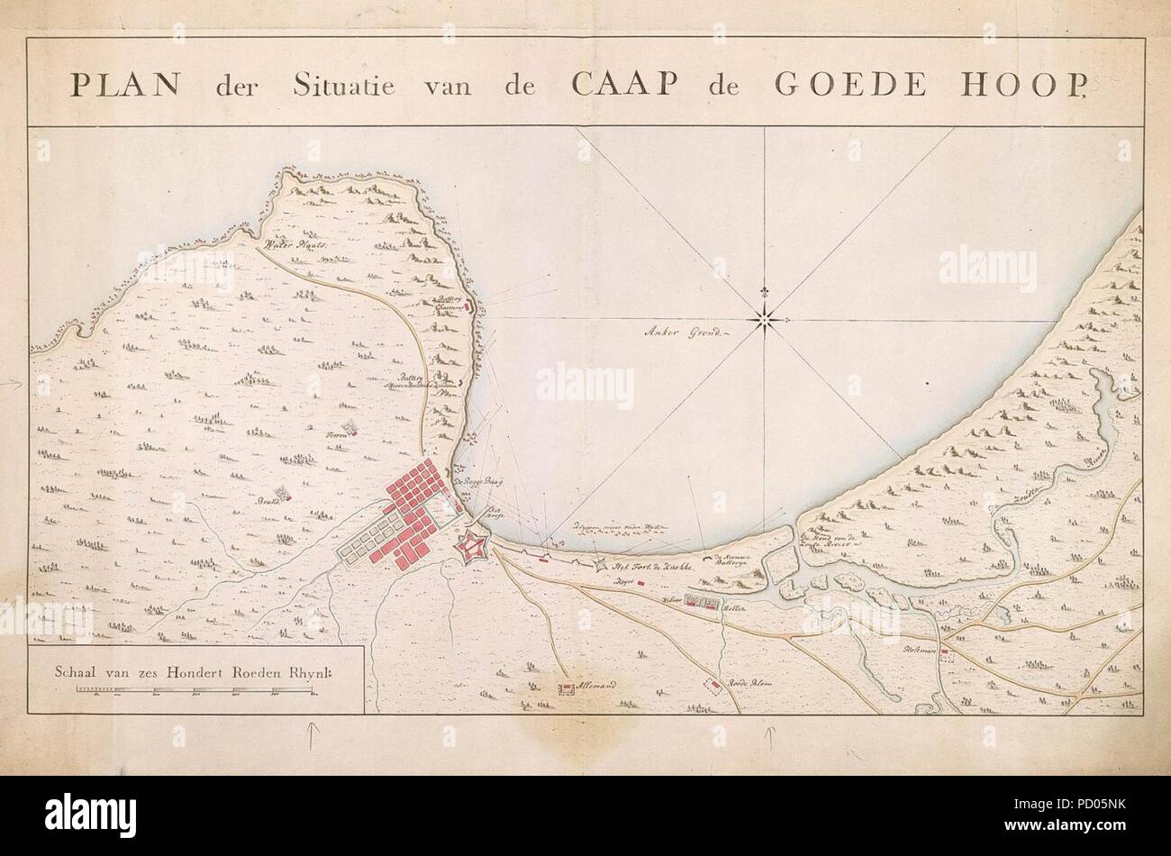 Map of the Cape of Good Hope, with an inset showing the bay of Augusto de  Santa Bras on Madagascar and a view of the Cape of Good Hope Stock Photo 