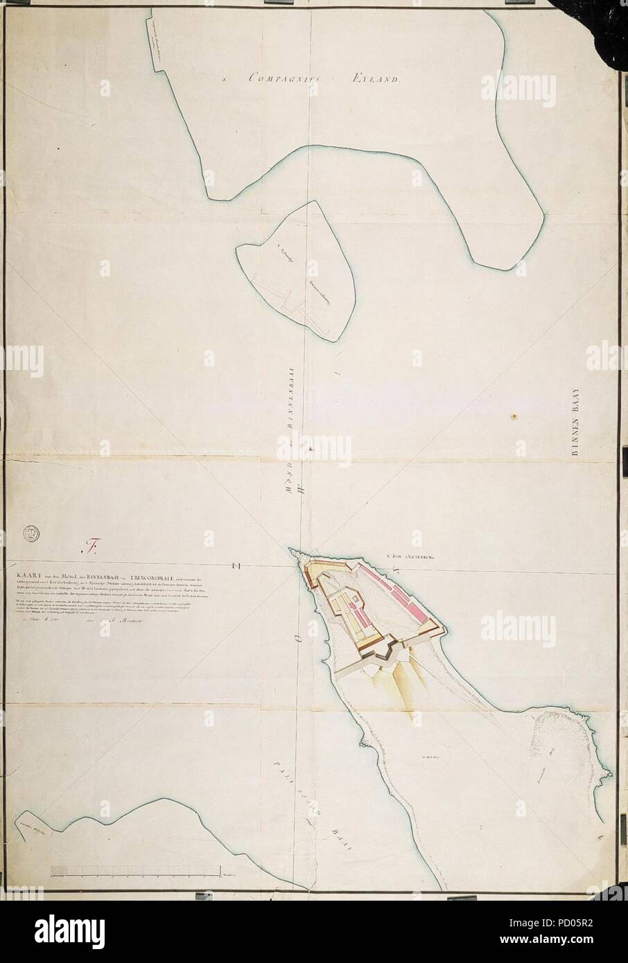AMH-2517-NA Chart of the inner bay at Trinconomale. Stock Photo