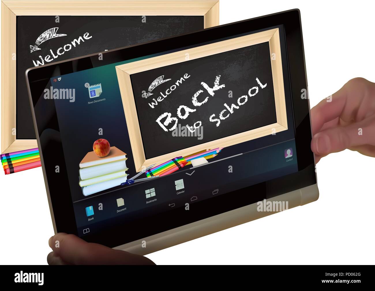 Concept Back To School On Tablet Screen Stock Vector Image Art Alamy