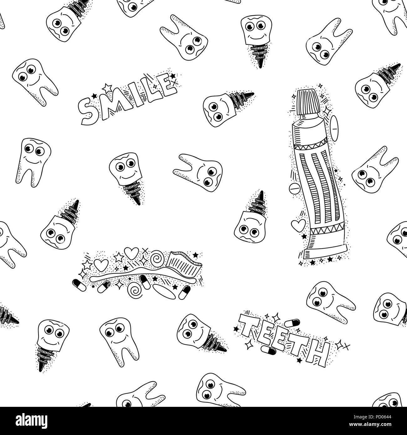 Doodle Medical Pattern Stock Vector