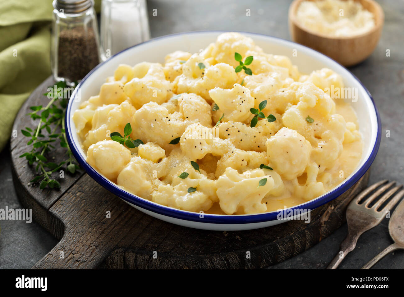 Cauliflower with cheese sauce Stock Photo Alamy