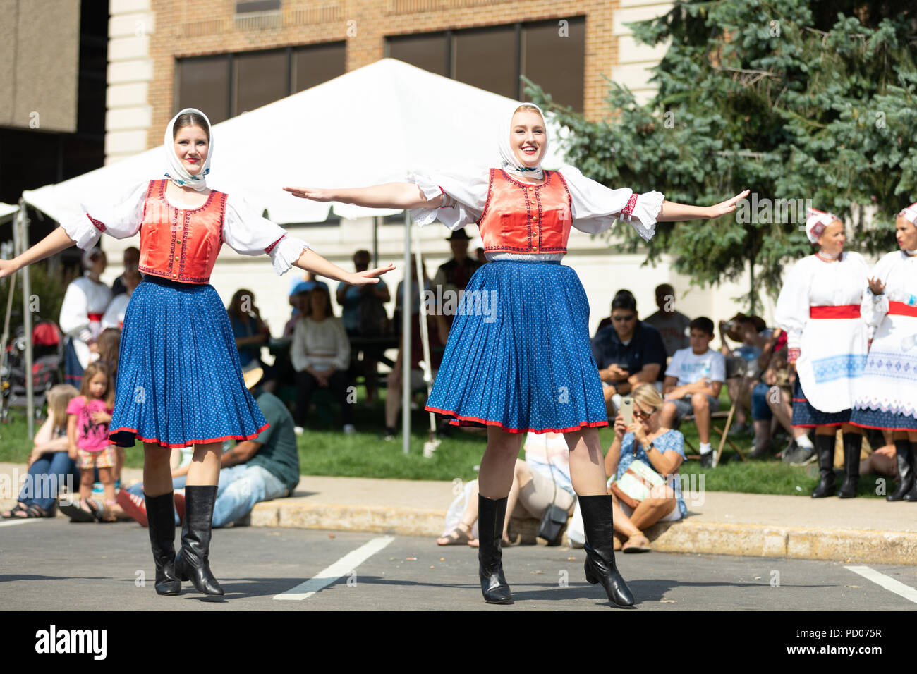 Whiting, Indiana, USA - July 28, 2018 Men and women wearing traditional