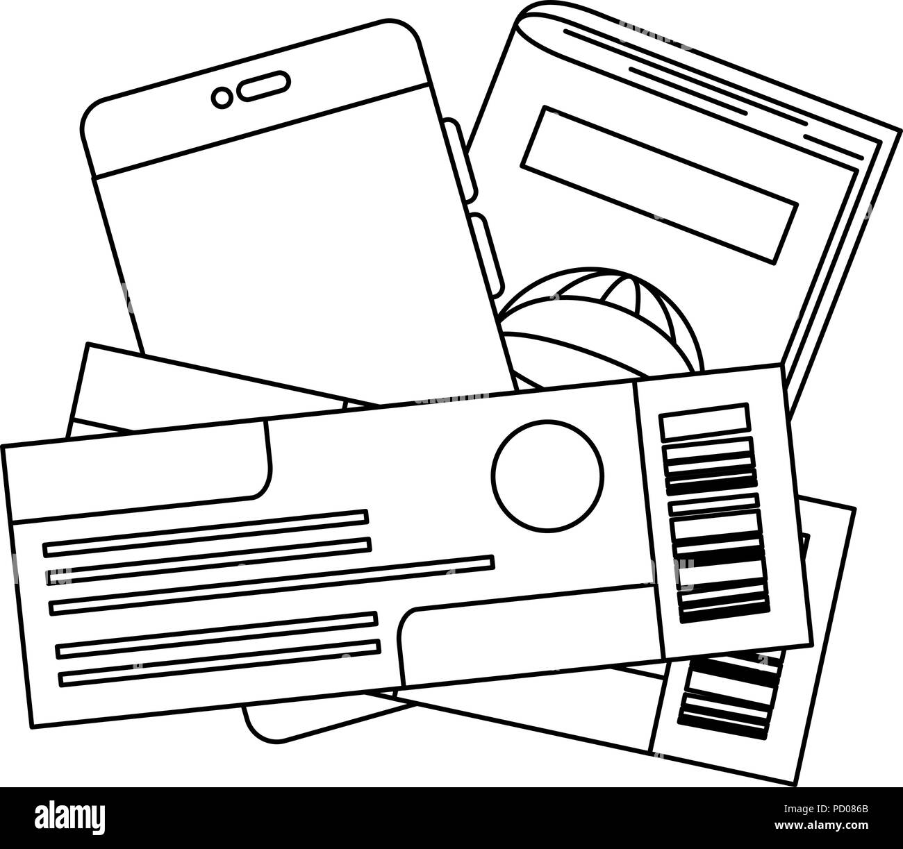 Flight ticket template Black and White Stock Photos & Images - Alamy