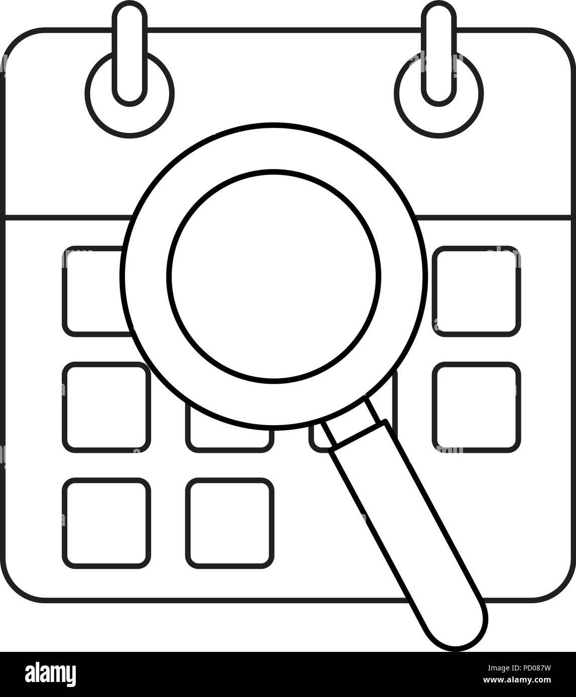 calendar reminder with magnifying glass vector illustration design