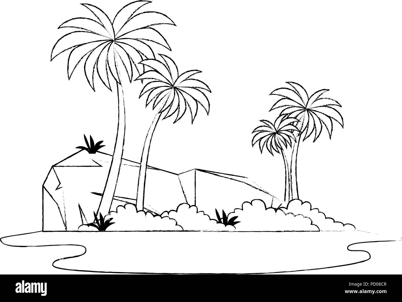 tree palms scene icon vector illustration design Stock Vector Image ...