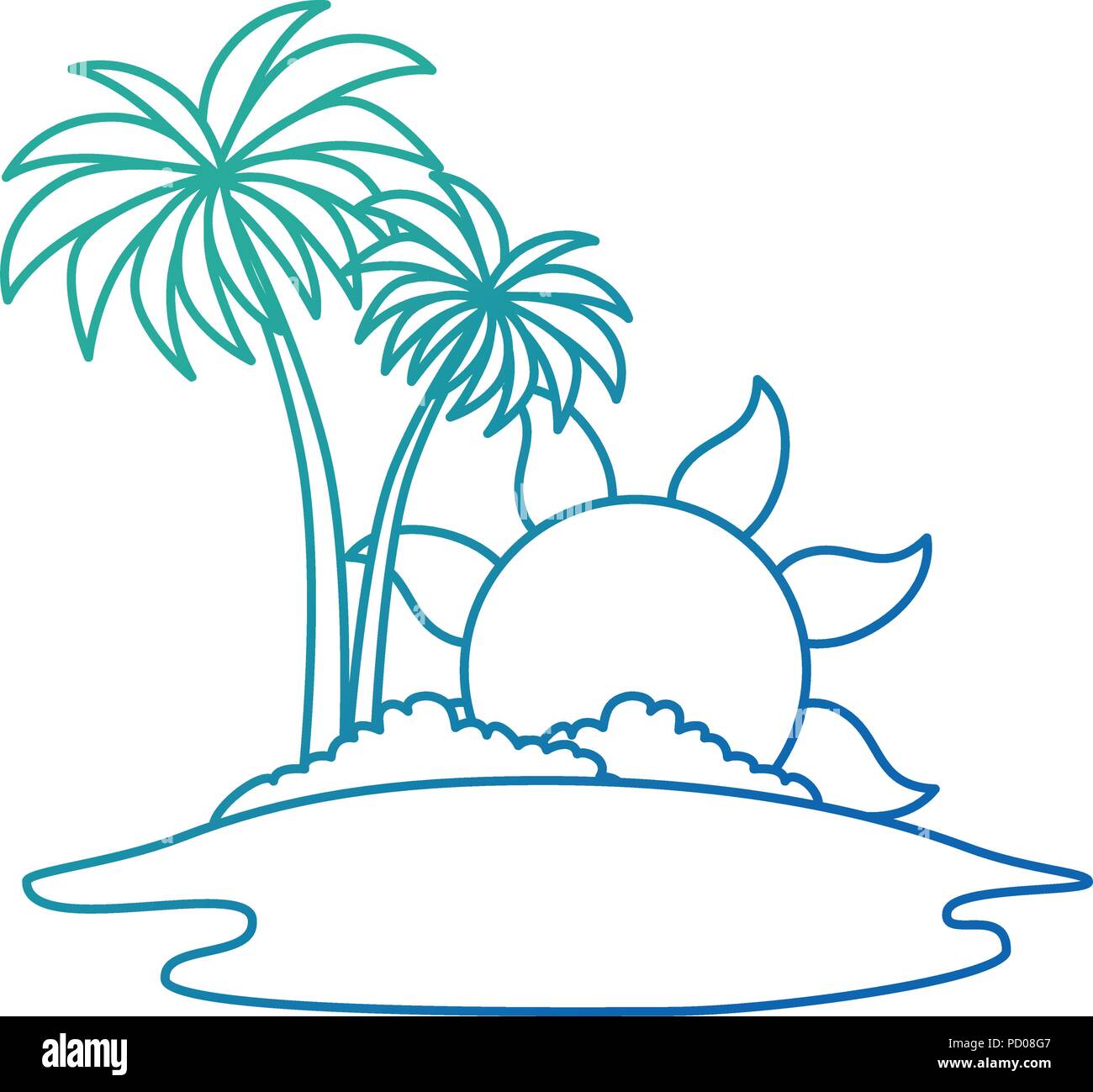 tree palms with sun scene vector illustration design Stock Vector Image ...