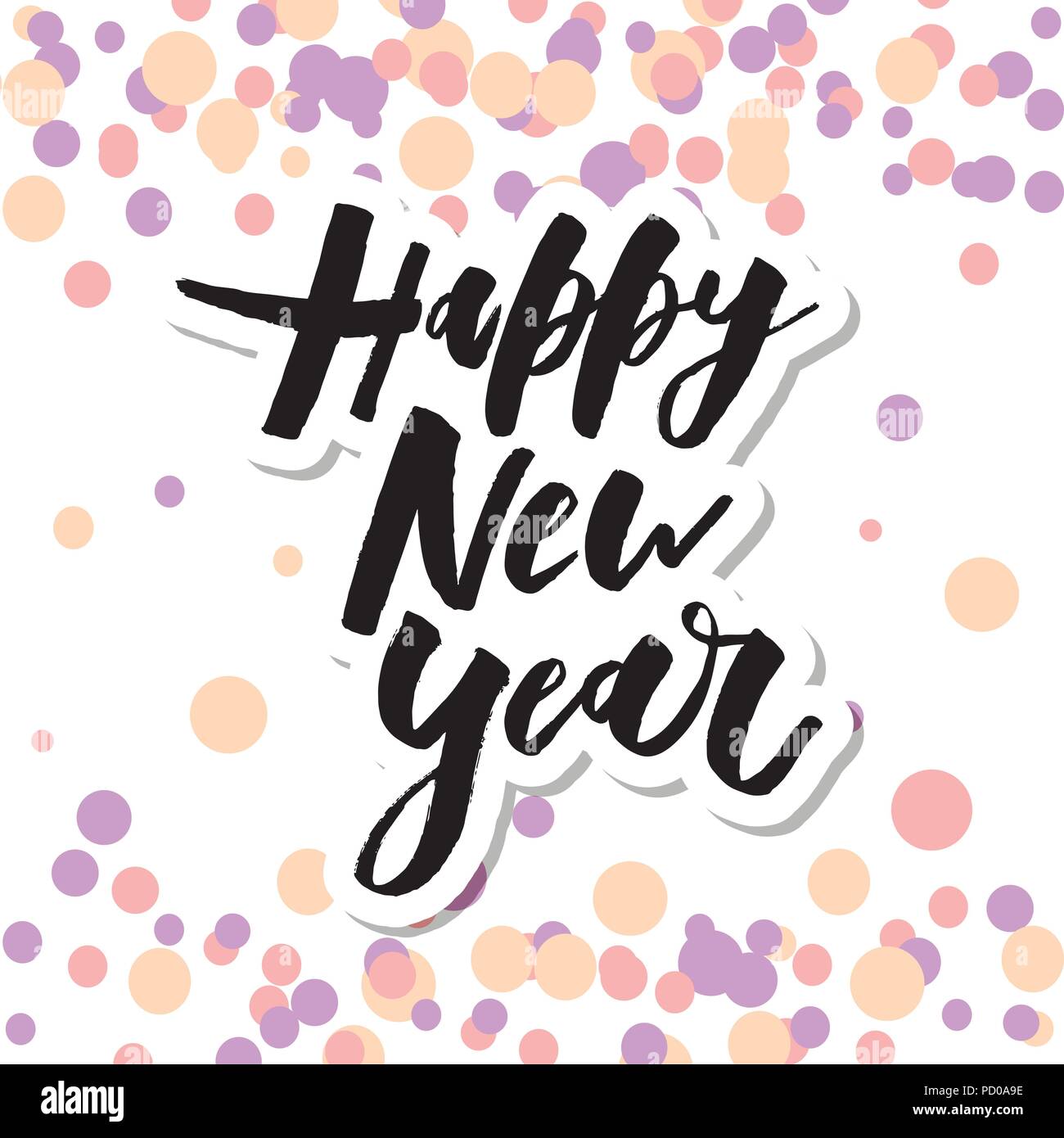 Happy New Year Vector Gradient Phrase Lettering Calligraphy ...