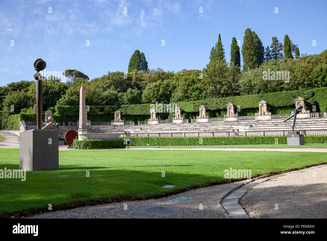The vast Boboli Gardens, at Florence (Tuscany - Italy). Drawn to adorn the Pitti Palace, it had been necessary to remodel the whole of the hill behind Stock Photo