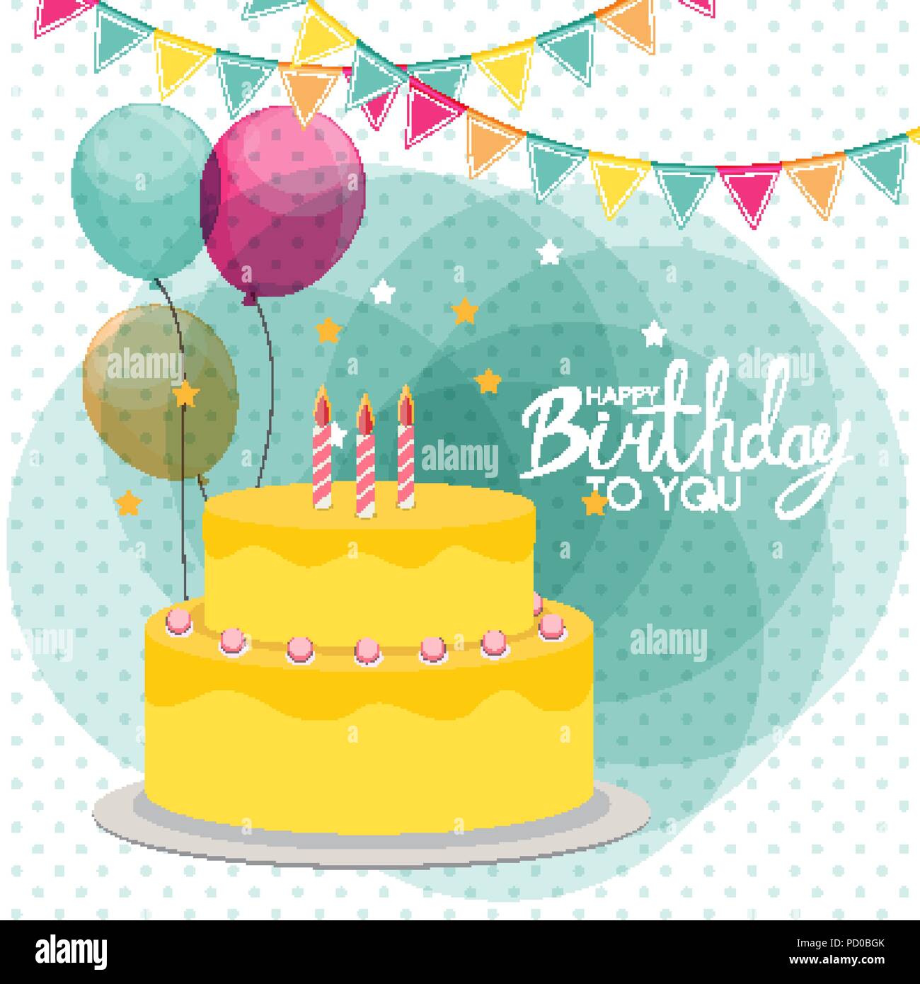 Happy Birthday Poster Background with Cake. Vector Illustration Stock  Vector Image & Art - Alamy