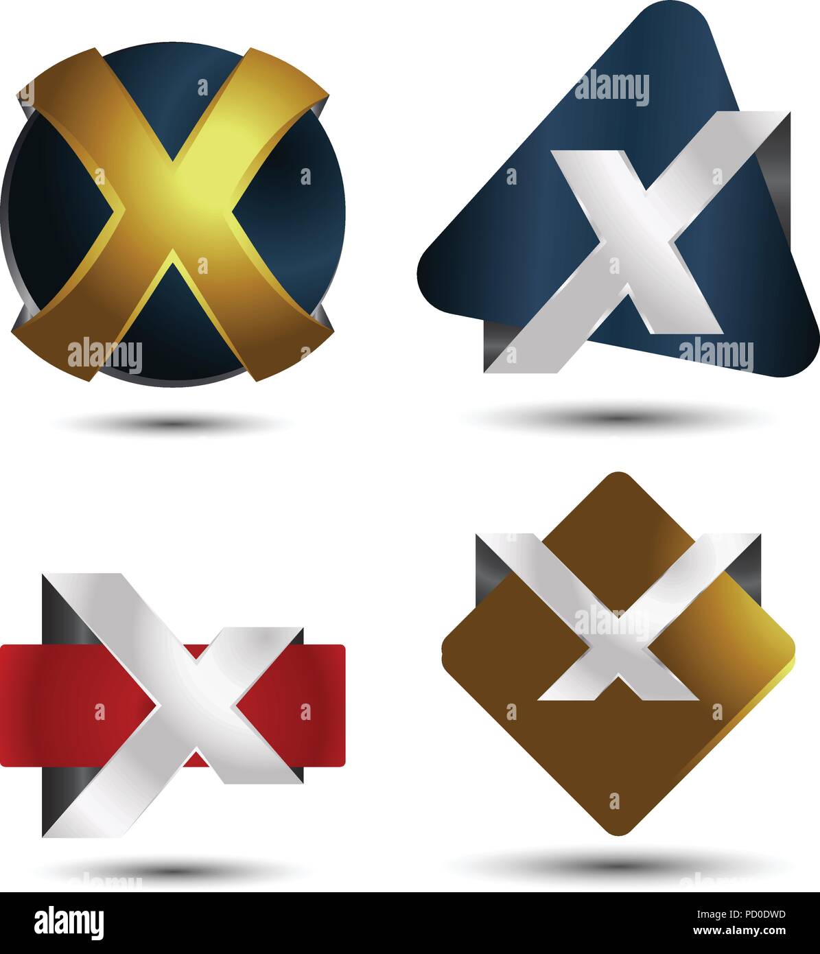 Collection of abstract letter x logo design template Stock Vector Image