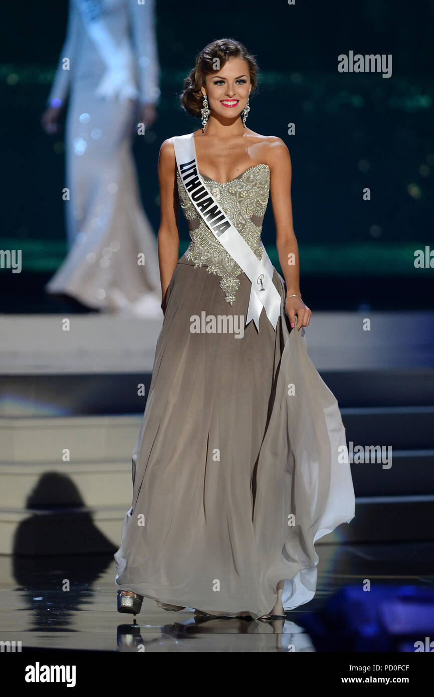 MIAMI, FL JANUARY 21 Miss Lithuania Patricija Belousova competes in