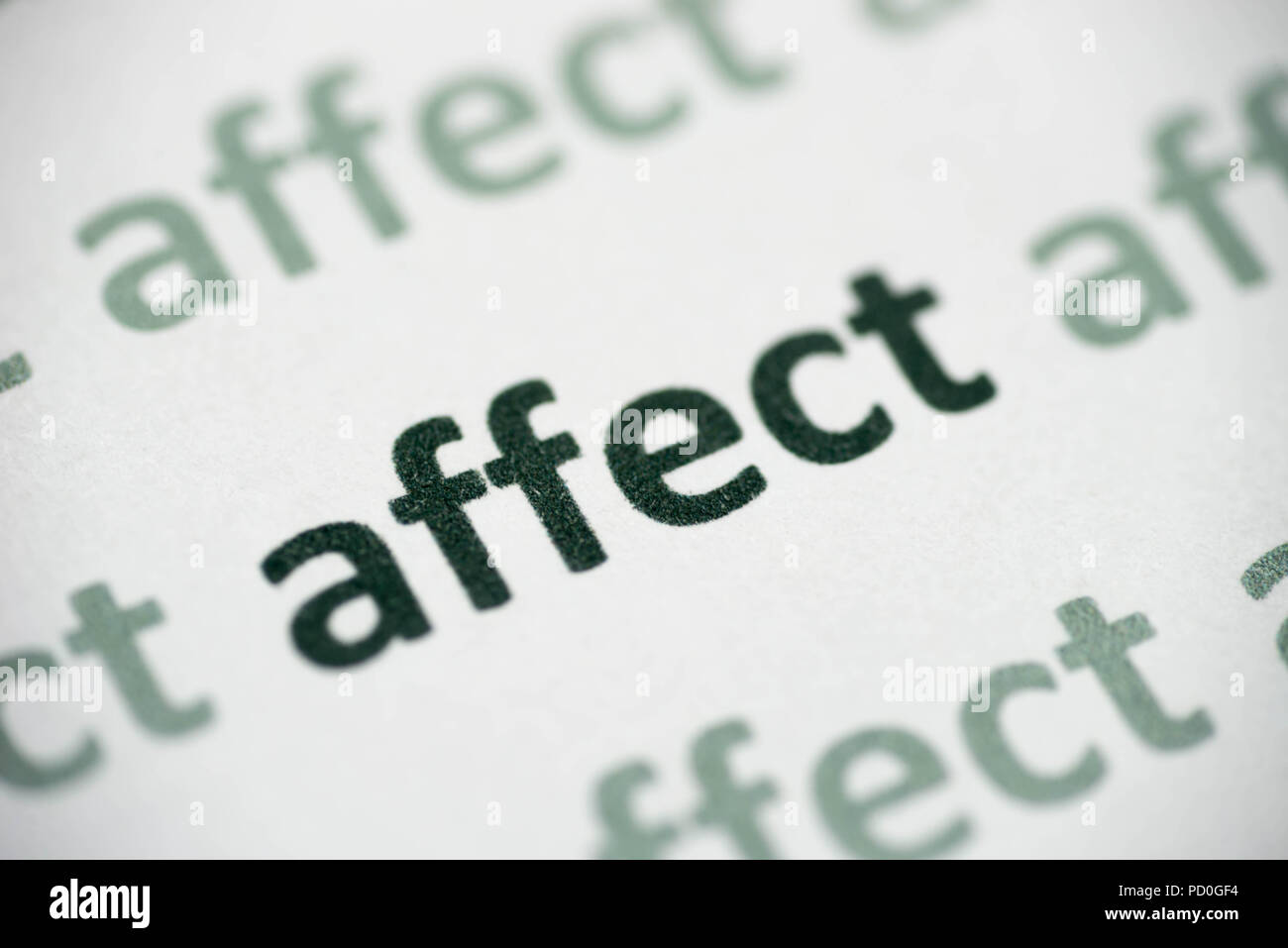word affect printed on white paper macro Stock Photo