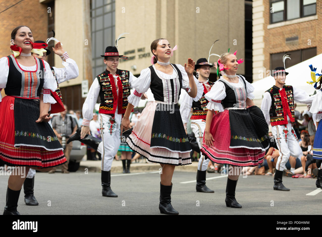 Whiting, Indiana, USA - July 28, 2018 Men and women wearing traditional