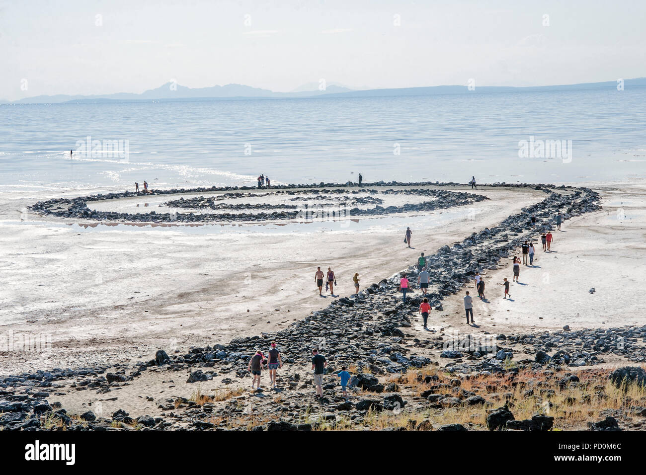 Spiral Jetty is an earthwork sculpture constructed in April 1970 that is considered to be the most important work of American sculptor Robert Smithson Stock Photo