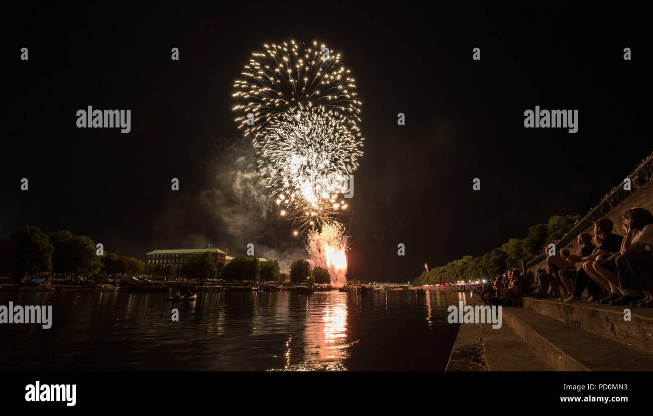 Fireworks over the River Trent, as part of the Nottingham Riverside Festival. Stock Photo