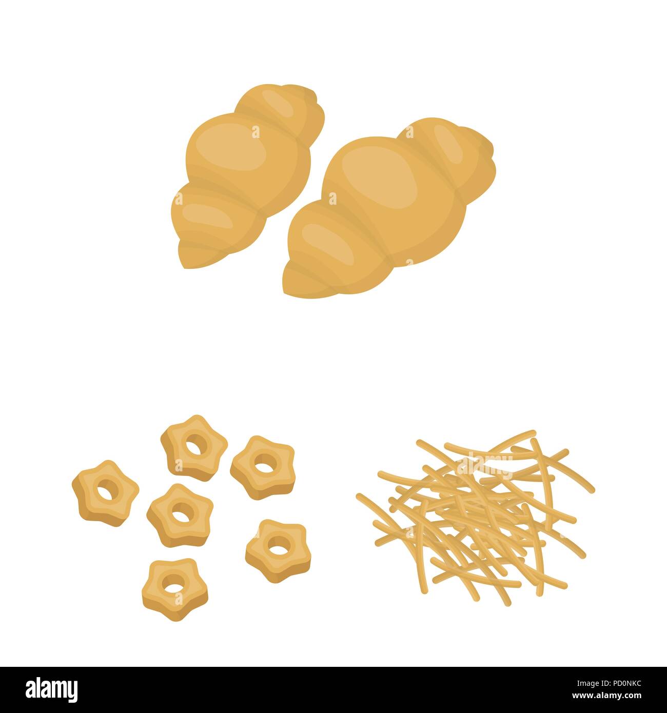 Types of pasta cartoon icons in set collection for design. Figured ...