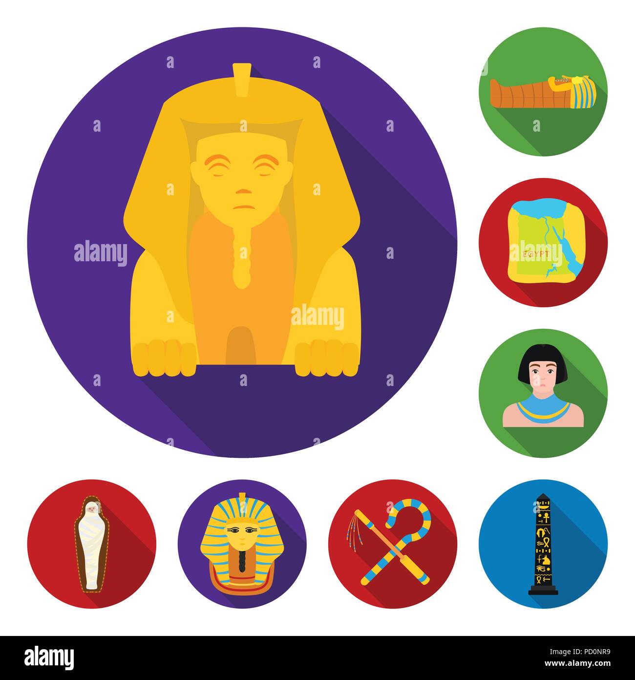 Ancient Egypt flat icons in set collection for design. The reign of ...
