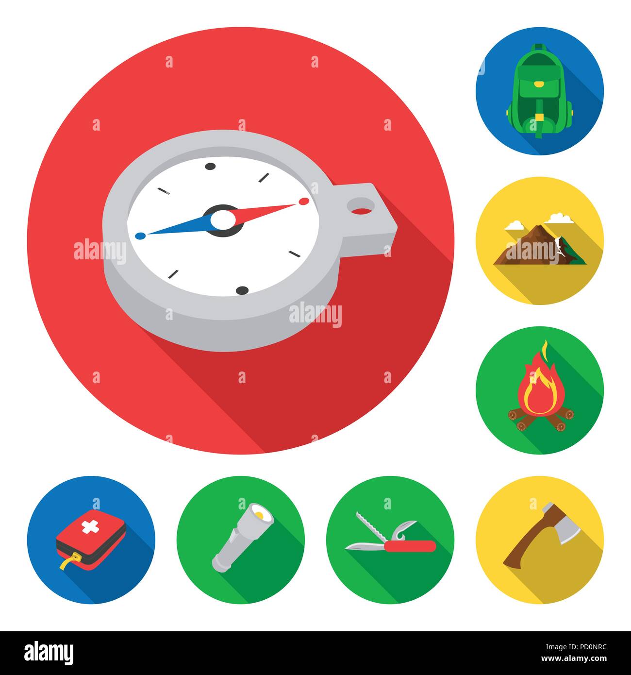 Rest in the camping flat icons in set collection for design. Camping ...
