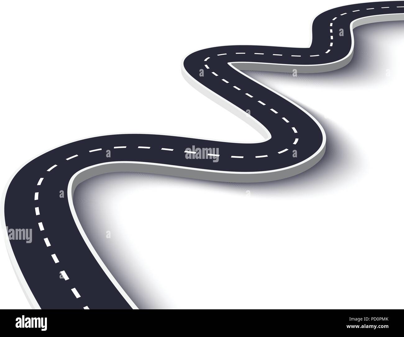 Winding Road on a White Isolated Background. Road way location ...