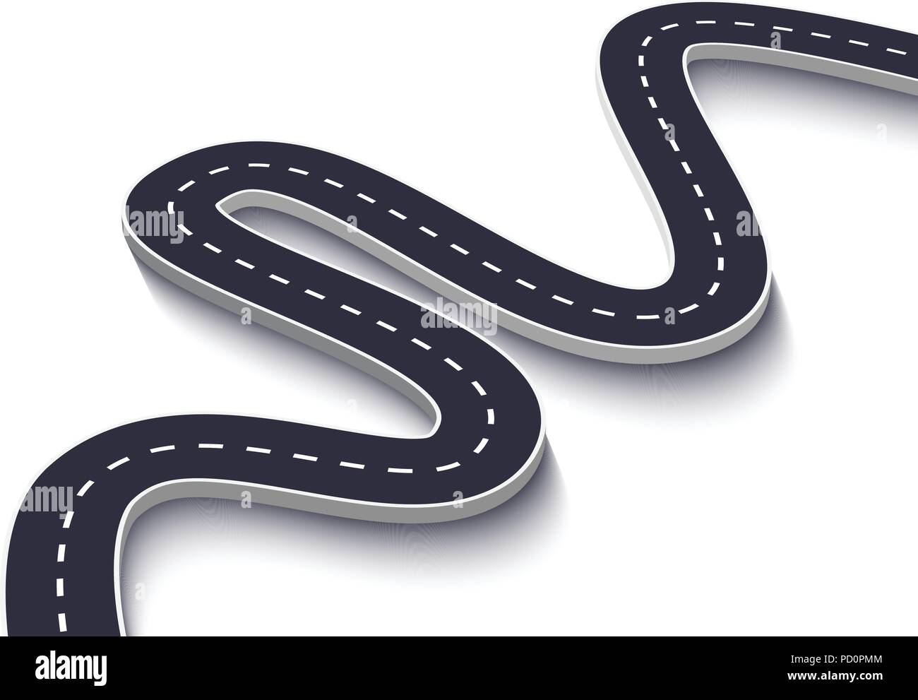 Winding Road on a White Isolated Background. Road way location ...