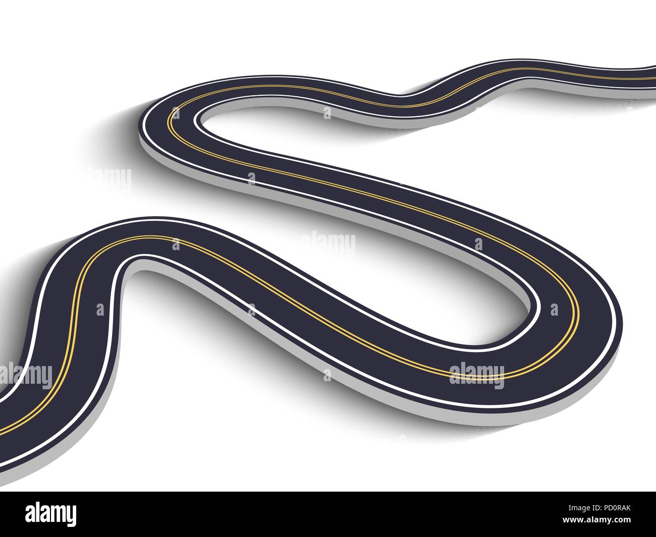 Winding Road on a White Isolated Background. Road way location ...
